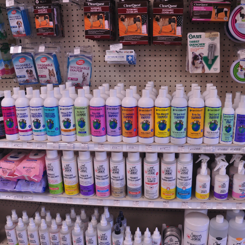 Pet food and supplies inside of Rockstar Pets Store