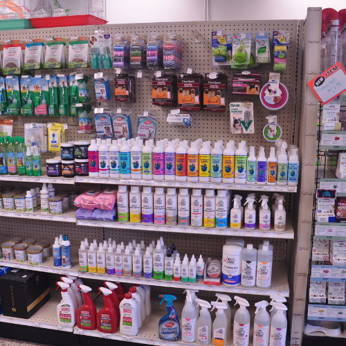 Pet food and supplies inside of Rockstar Pets Store