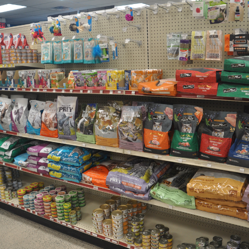 Pet food and supplies inside ofRockstar Pets Store