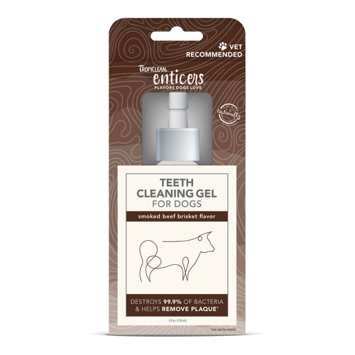 TropiClean Fresh Breath Teeth Cleaning Gel for Dogs – Smoked Beef Brisket flavor